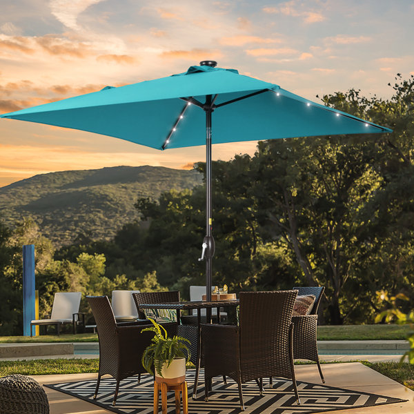 Arlmont & Co. Salehah 6.5 x 6.5' Square Lighted Market Umbrella